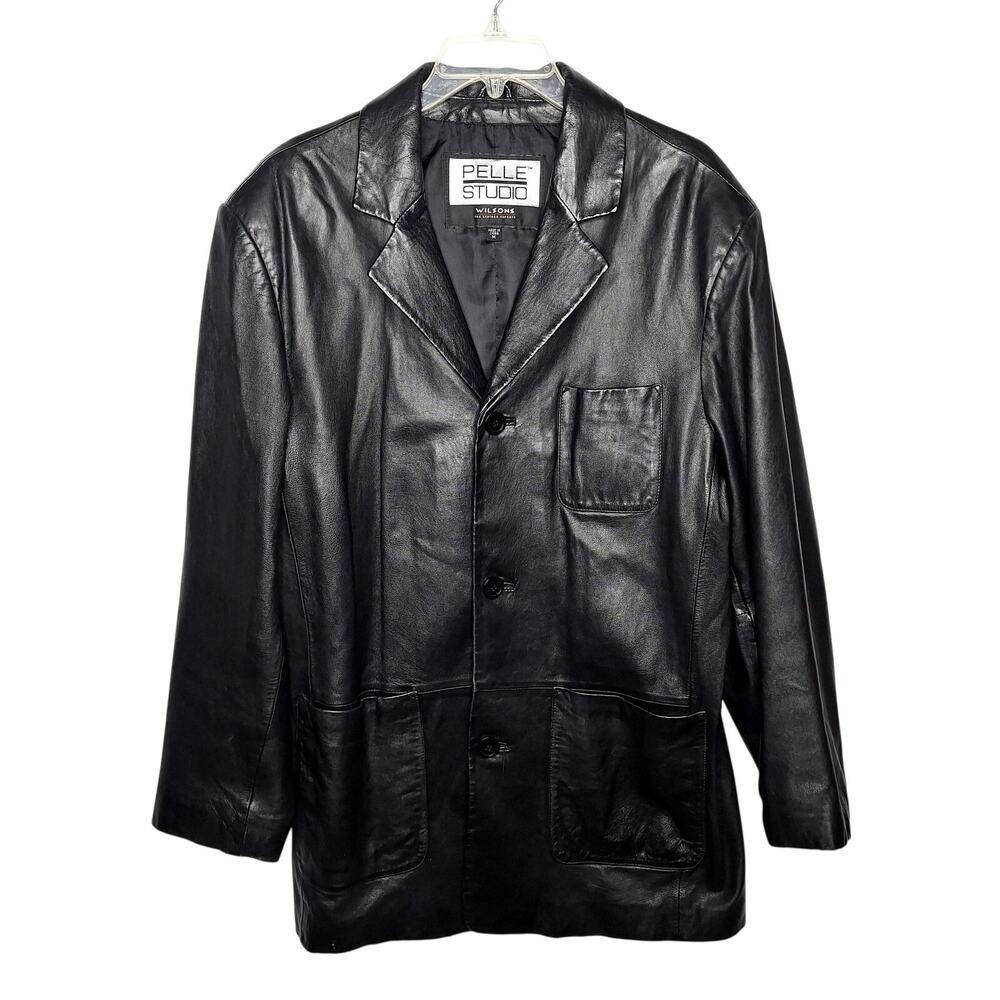 Vintage Wilsons Men's Leather Jacket Medium Blazer Chore Car Coat Pelle Studio
